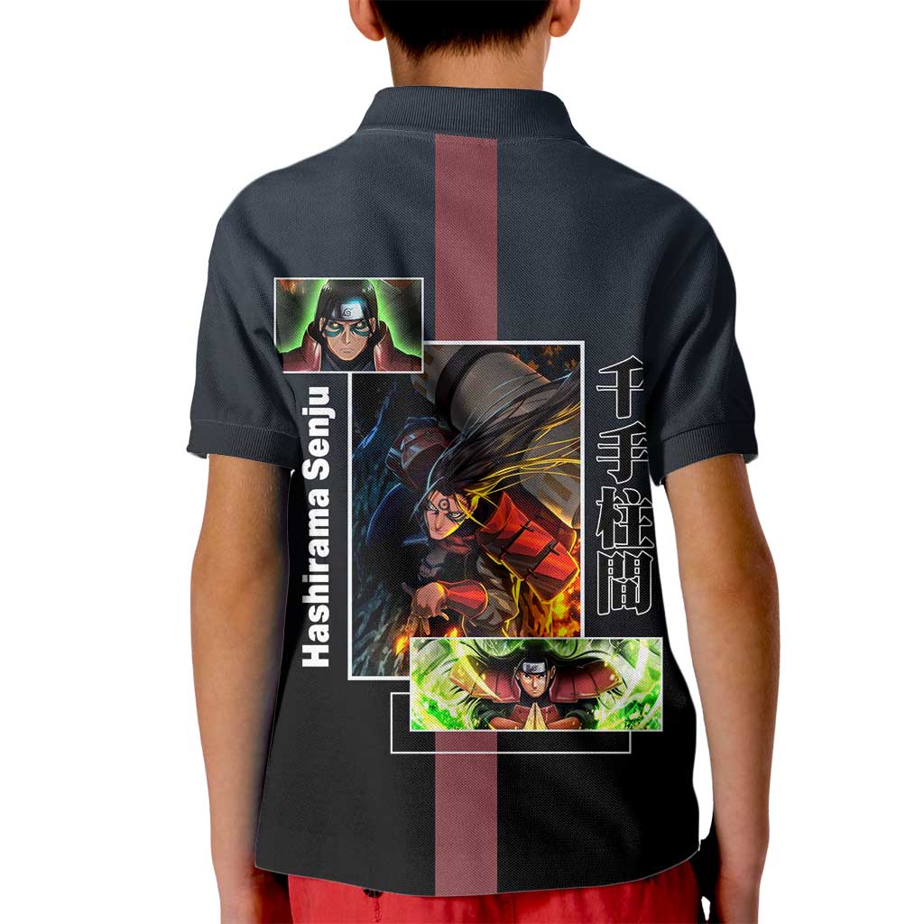 Hashirama Senju Kid Polo Shirt with Wood Release and Powerful Battle Pose Design - The Mazicc