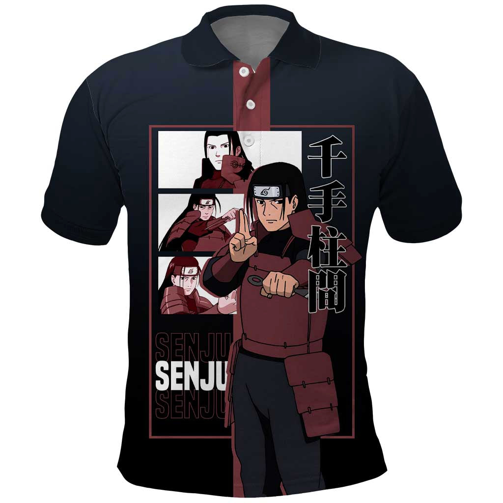 Hashirama Senju Polo Shirt with Wood Release and Powerful Battle Pose Design - The Mazicc
