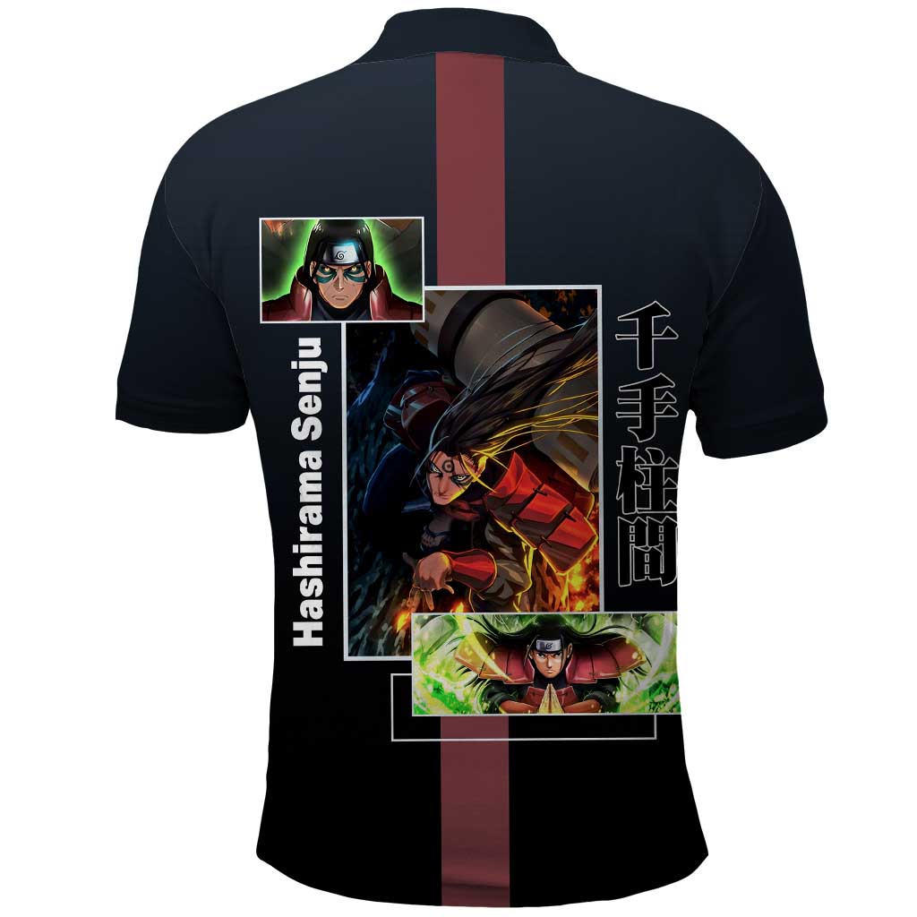 Hashirama Senju Polo Shirt with Wood Release and Powerful Battle Pose Design - The Mazicc