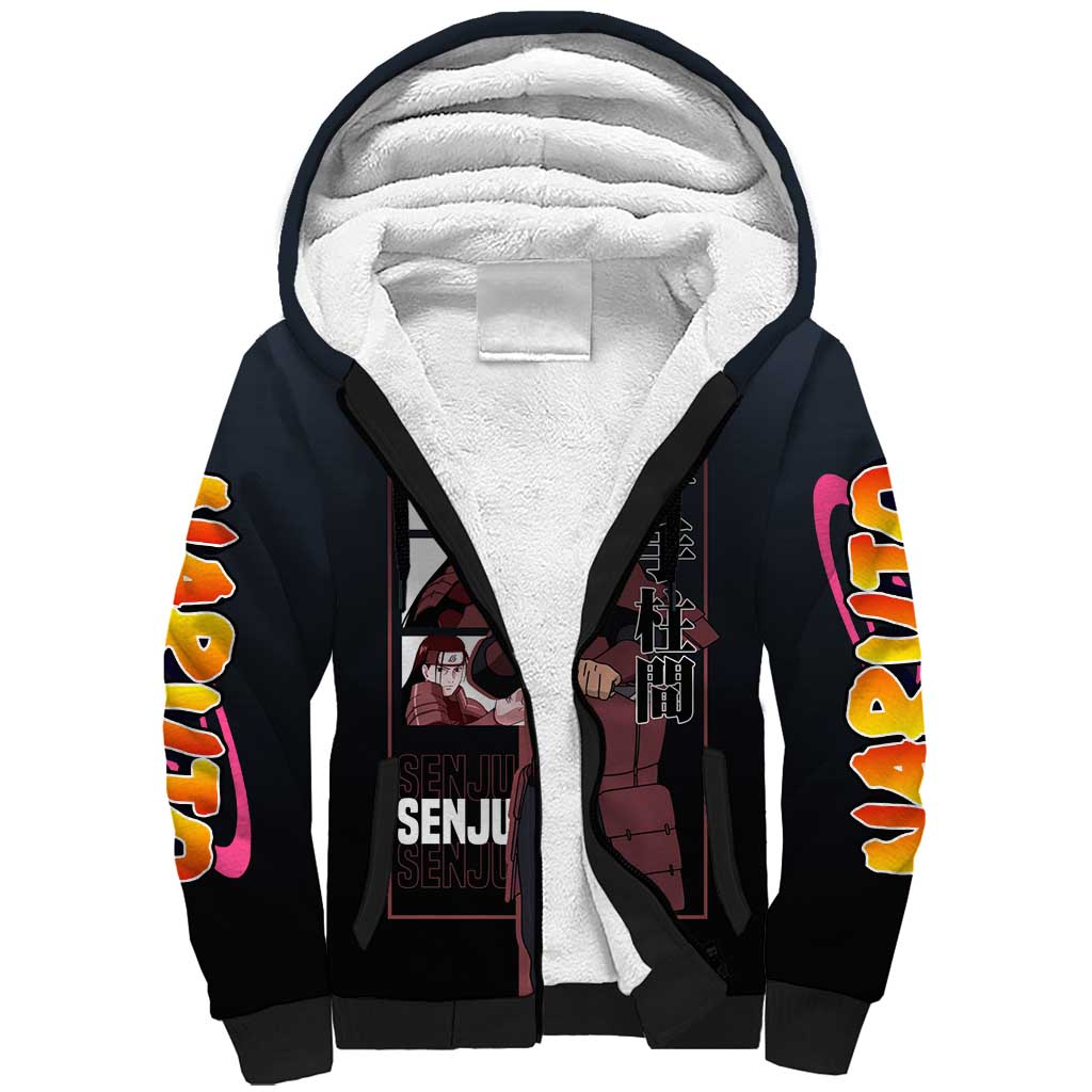 Hashirama Senju Sherpa Hoodie with Wood Release and Powerful Battle Pose Design - The Mazicc