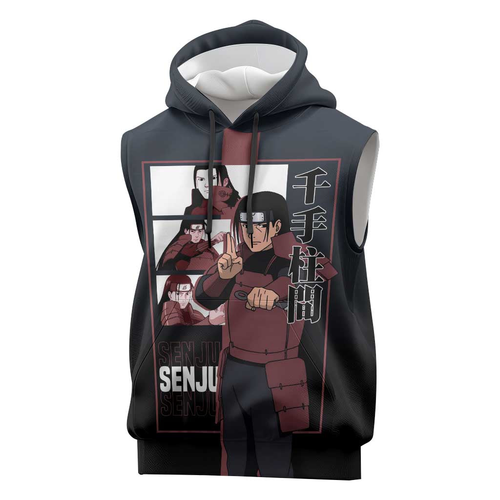 Hashirama Senju Sleeveless Hoodie with Wood Release and Powerful Battle Pose Design - The Mazicc