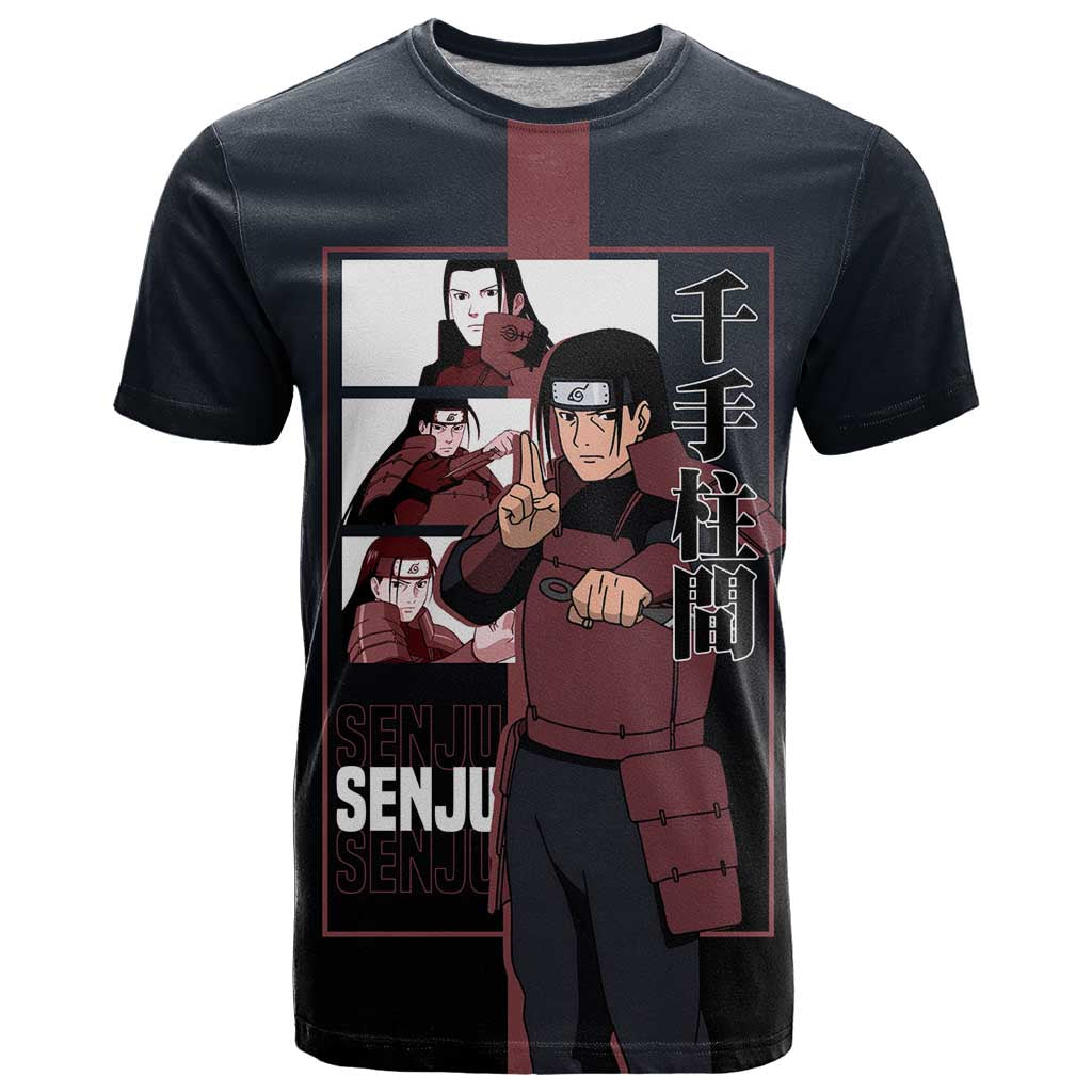 Hashirama Senju T Shirt with Wood Release and Powerful Battle Pose Design - The Mazicc