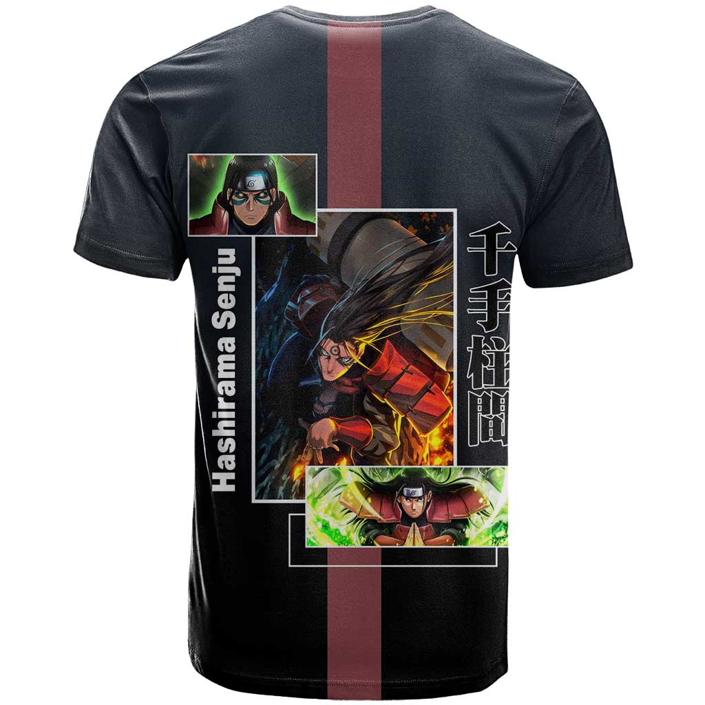 Hashirama Senju T Shirt with Wood Release and Powerful Battle Pose Design - The Mazicc