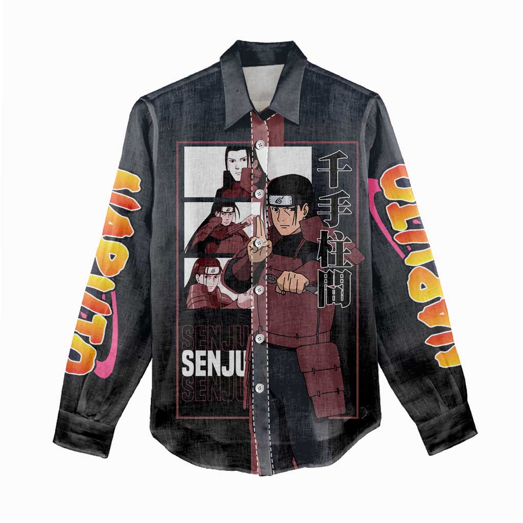 Hashirama Senju Women Casual Shirt with Wood Release and Powerful Battle Pose Design - The Mazicc