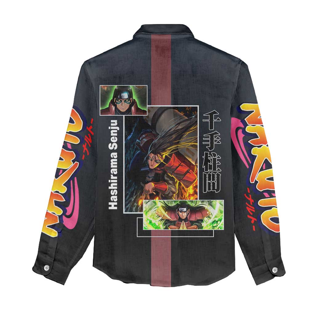 Hashirama Senju Women Casual Shirt with Wood Release and Powerful Battle Pose Design - The Mazicc