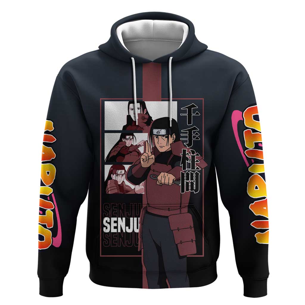 Hashirama Senju Zip Hoodie with Wood Release and Powerful Battle Pose Design - The Mazicc