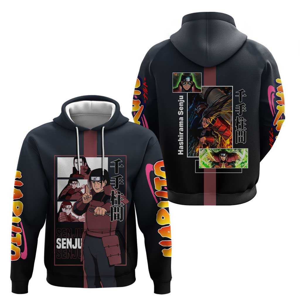 Hashirama Senju Zip Hoodie with Wood Release and Powerful Battle Pose Design - The Mazicc