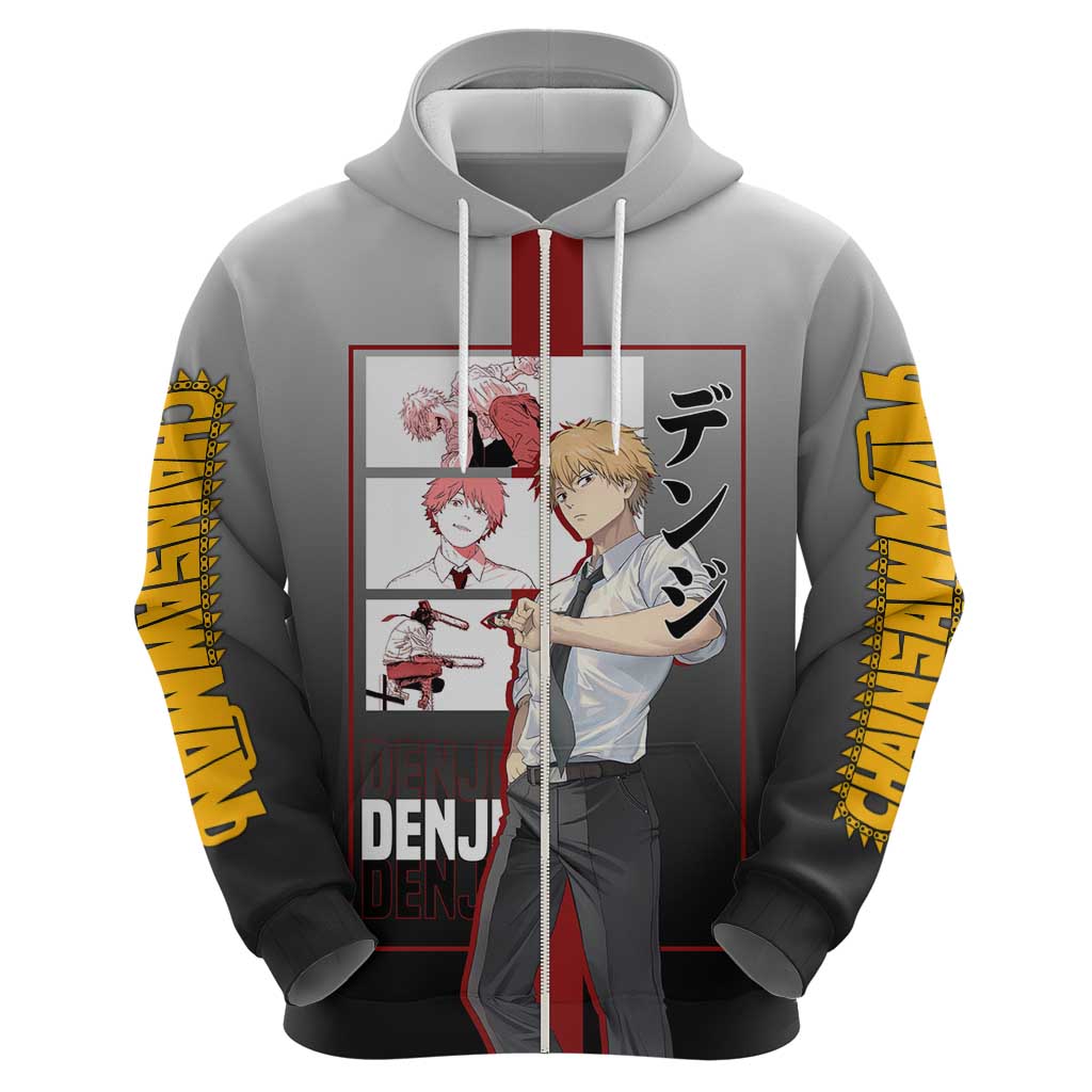 Denji Chainsaw Man Hoodie with Pochita Chainsaw Form and Intense Action Pose Design - The Mazicc
