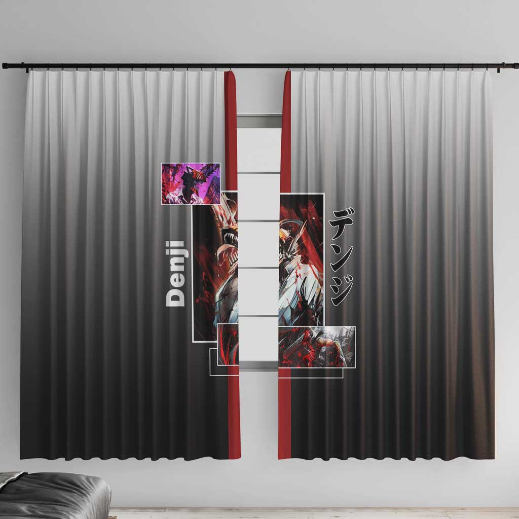 Denji Chainsaw Man Window Curtain with Pochita Chainsaw Form and Intense Action Pose Design - The Mazicc
