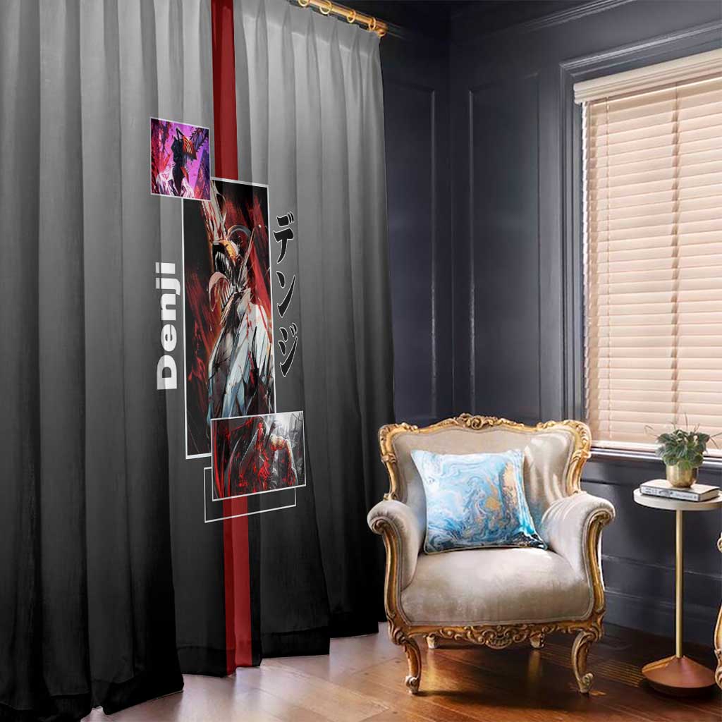 Denji Chainsaw Man Window Curtain with Pochita Chainsaw Form and Intense Action Pose Design - The Mazicc