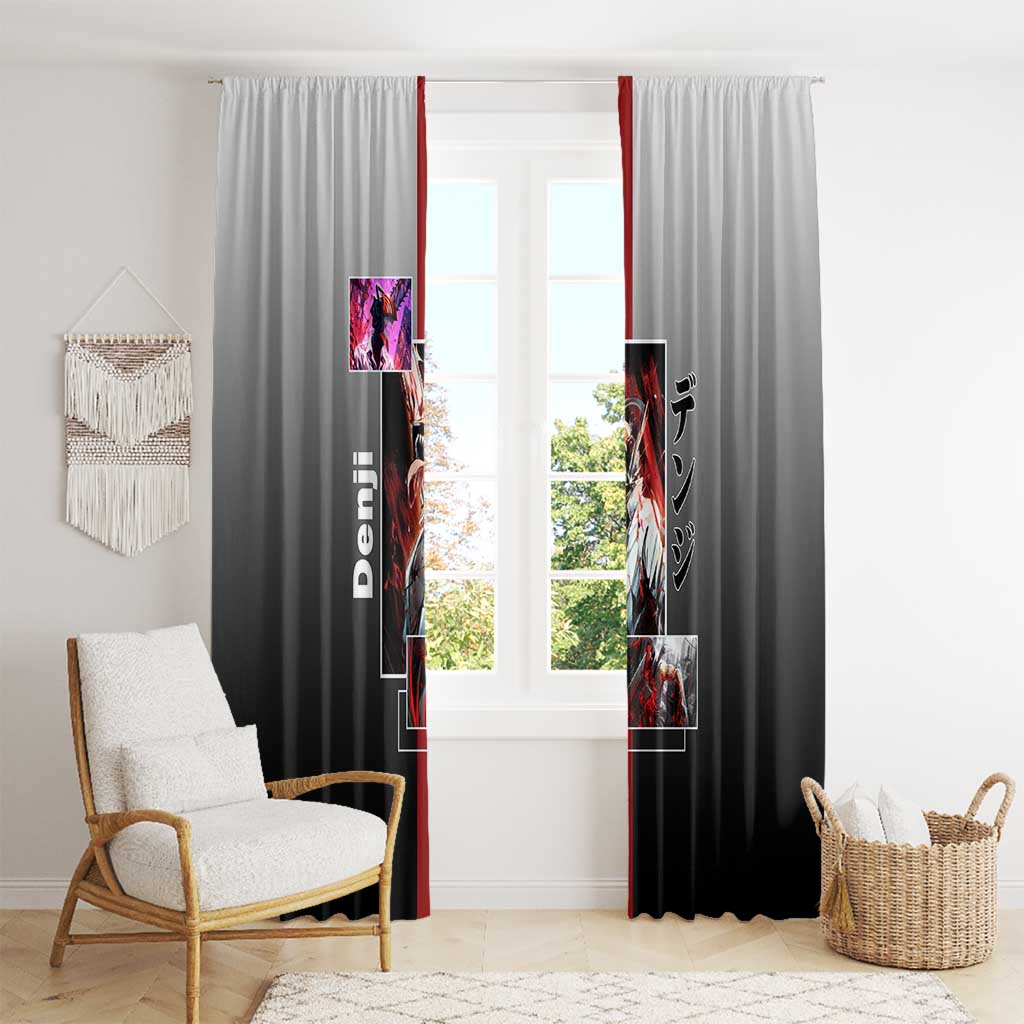 Denji Chainsaw Man Window Curtain with Pochita Chainsaw Form and Intense Action Pose Design - The Mazicc