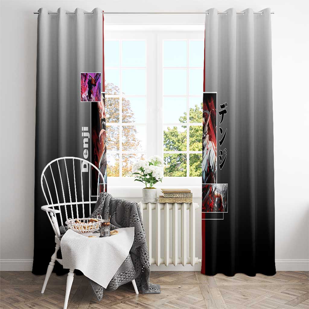 Denji Chainsaw Man Window Curtain with Pochita Chainsaw Form and Intense Action Pose Design - The Mazicc
