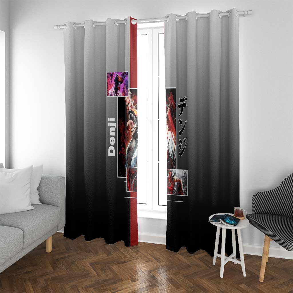Denji Chainsaw Man Window Curtain with Pochita Chainsaw Form and Intense Action Pose Design - The Mazicc
