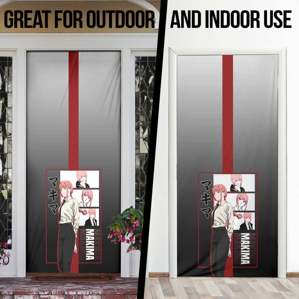 Makima Chainsaw Man Door Cover with Cunning Pose and Mysterious Aura Design - The Mazicc