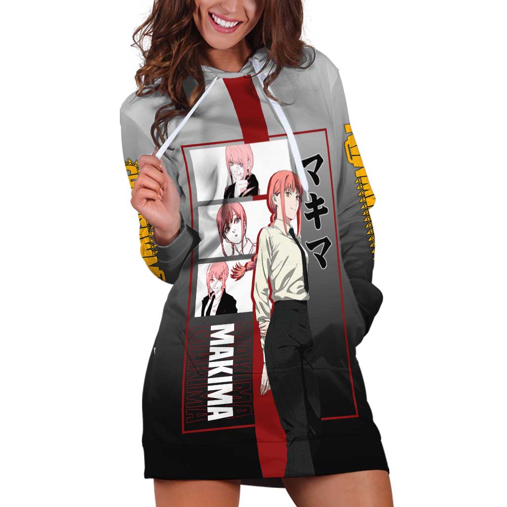 Makima Chainsaw Man Hoodie Dress with Cunning Pose and Mysterious Aura Design - The Mazicc