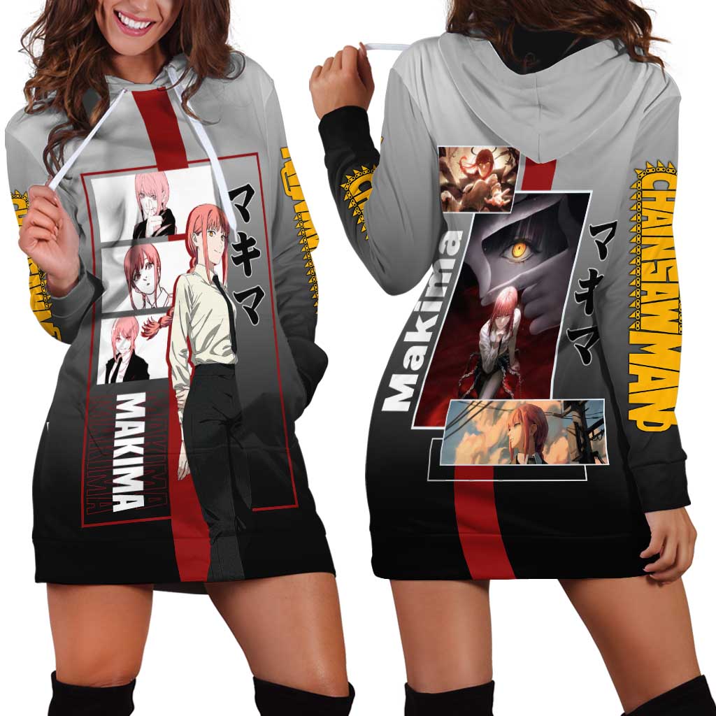 Makima Chainsaw Man Hoodie Dress with Cunning Pose and Mysterious Aura Design - The Mazicc