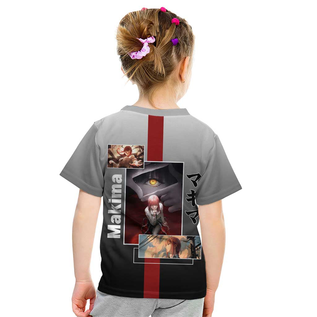 Makima Chainsaw Man Kid T Shirt with Cunning Pose and Mysterious Aura Design - The Mazicc