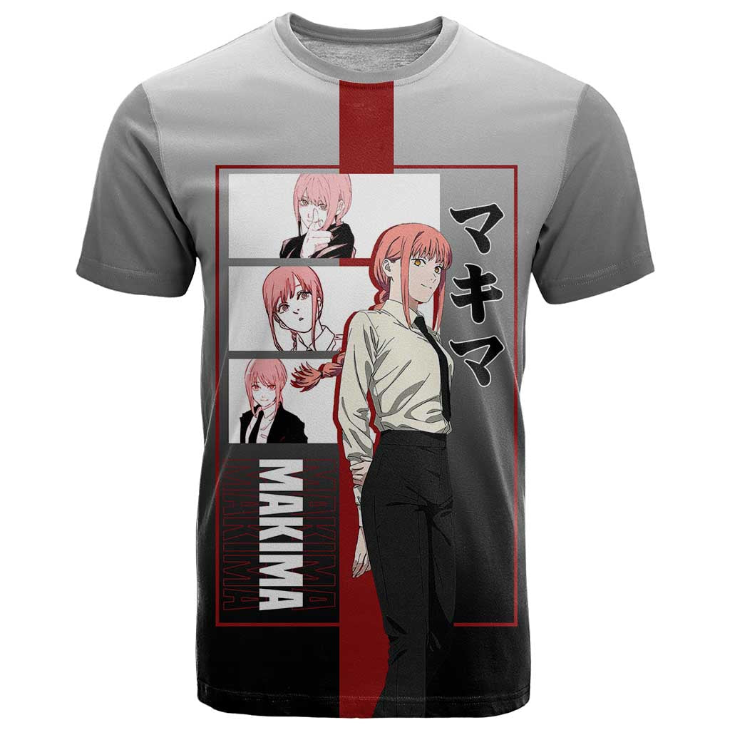 Makima Chainsaw Man T Shirt with Cunning Pose and Mysterious Aura Design - The Mazicc