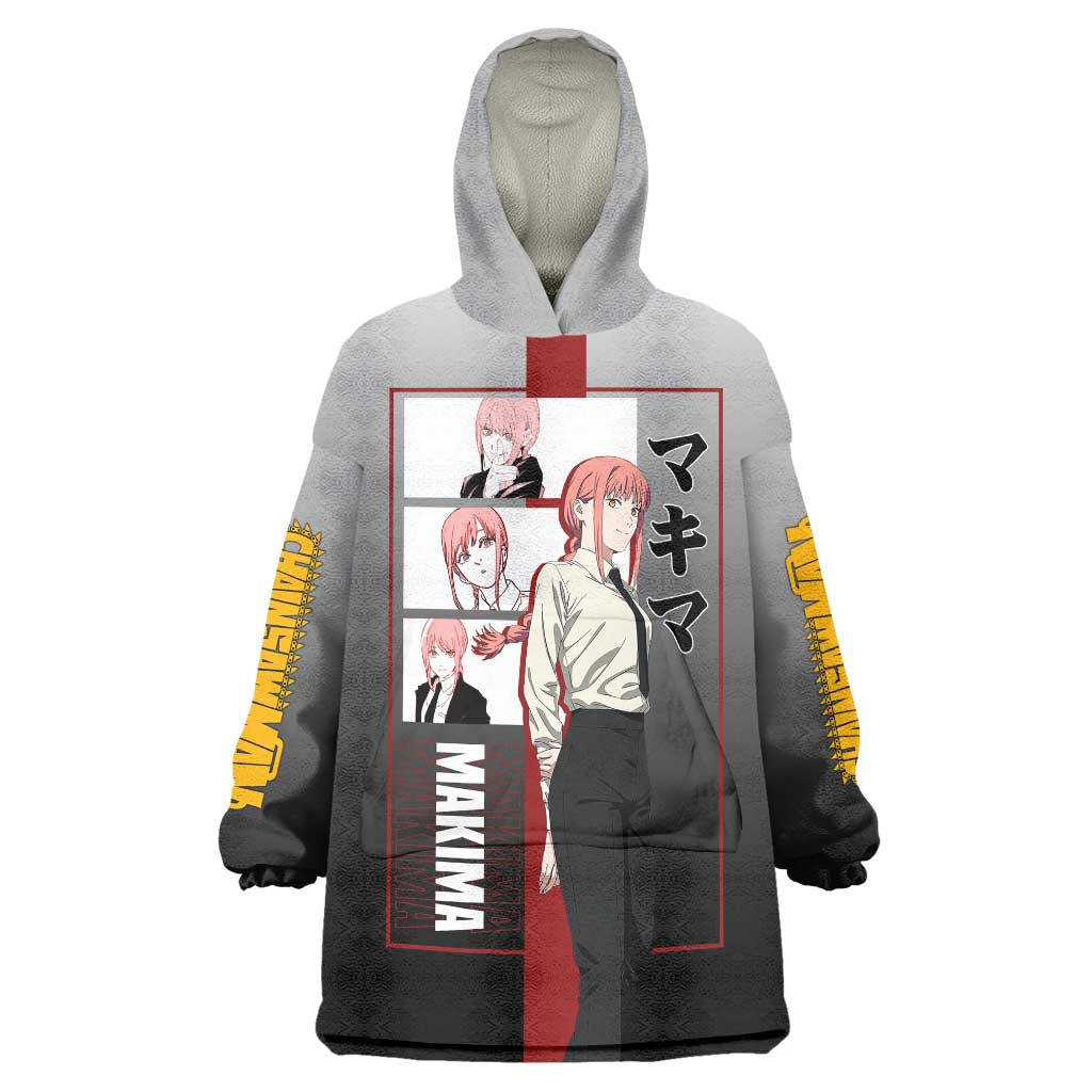 Makima Chainsaw Man Wearable Blanket Hoodie with Cunning Pose and Mysterious Aura Design - The Mazicc