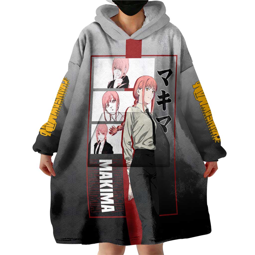 Makima Chainsaw Man Wearable Blanket Hoodie with Cunning Pose and Mysterious Aura Design - The Mazicc
