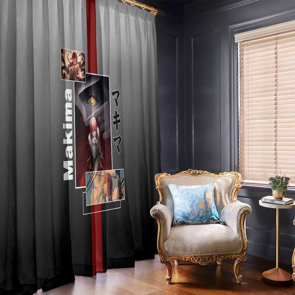 Makima Chainsaw Man Window Curtain with Cunning Pose and Mysterious Aura Design - The Mazicc