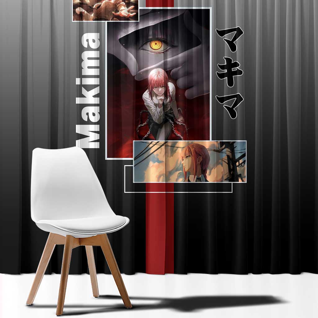 Makima Chainsaw Man Window Curtain with Cunning Pose and Mysterious Aura Design - The Mazicc