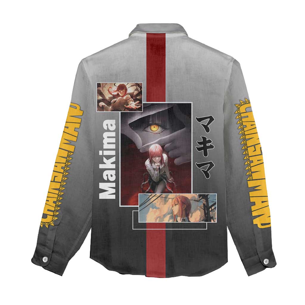 Makima Chainsaw Man Women Casual Shirt with Cunning Pose and Mysterious Aura Design - The Mazicc