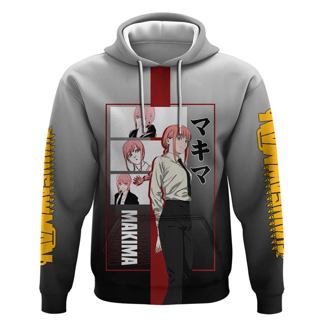Makima Chainsaw Man Zip Hoodie with Cunning Pose and Mysterious Aura Design - The Mazicc