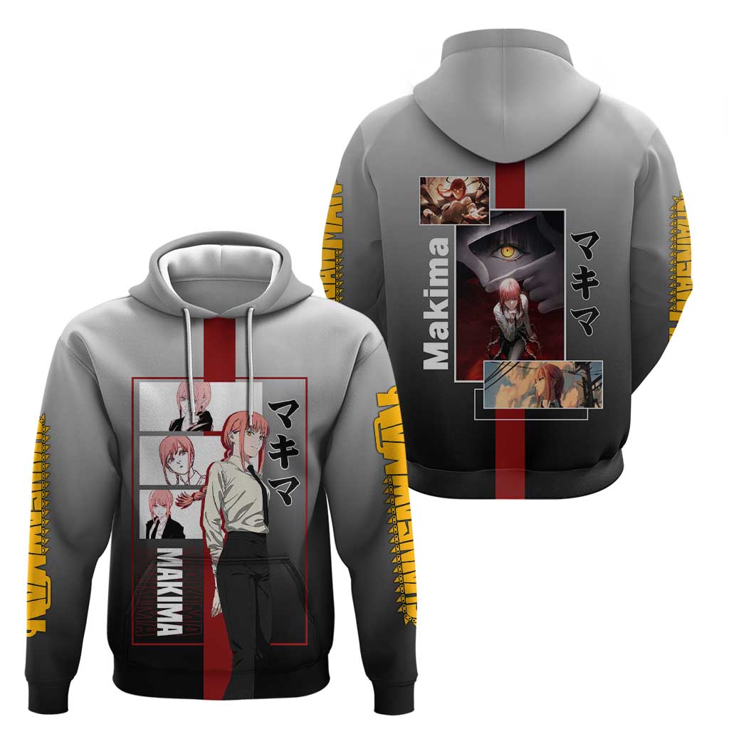 Makima Chainsaw Man Zip Hoodie with Cunning Pose and Mysterious Aura Design - The Mazicc