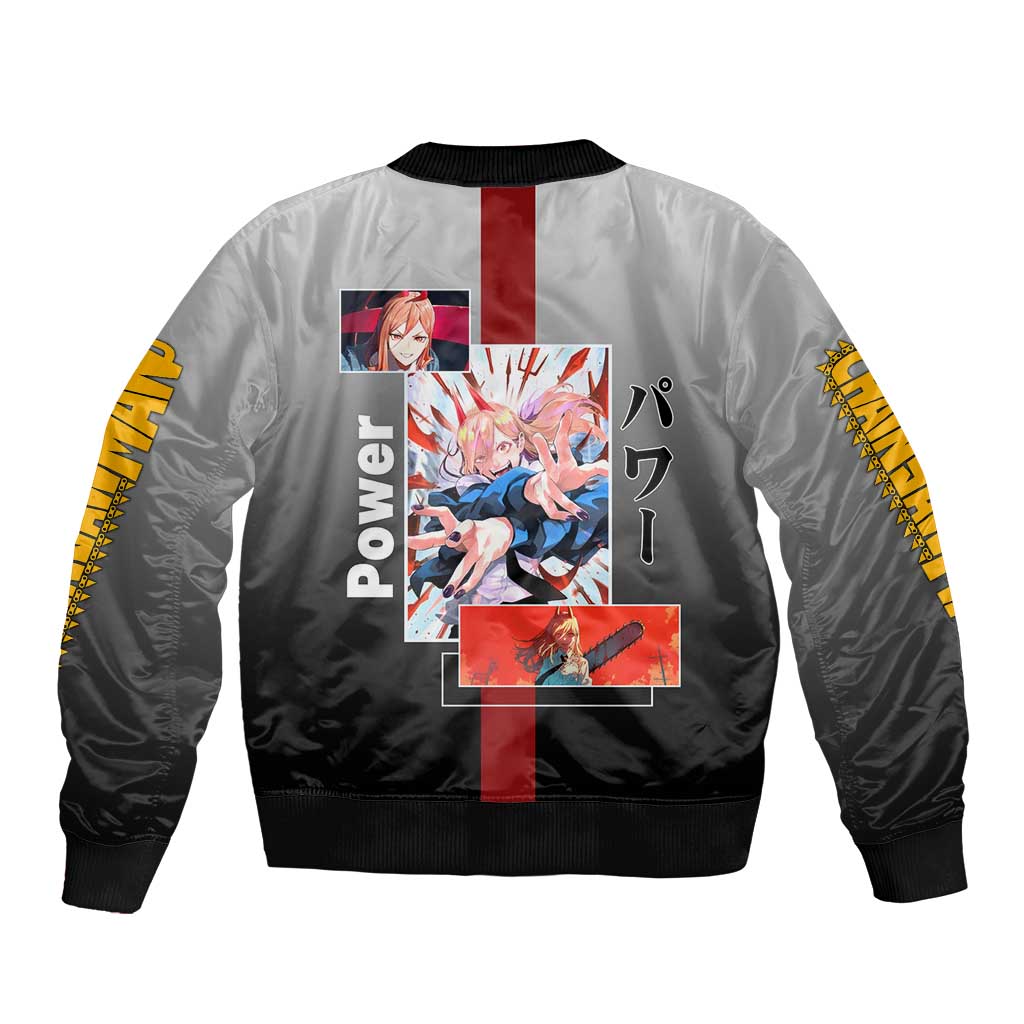 Power Chainsaw Man Bomber Jacket with Devil Horns and Playful Fierce Design - The Mazicc