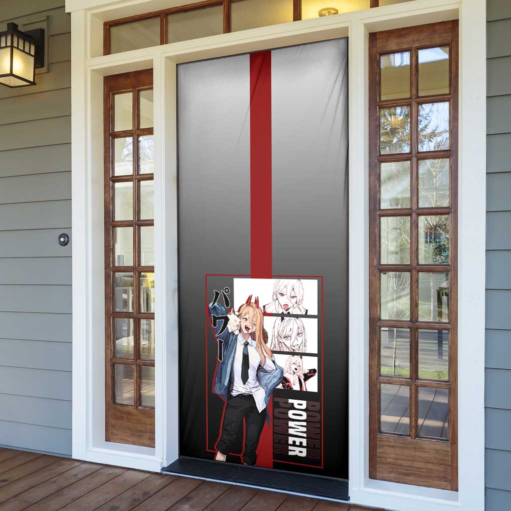 Power Chainsaw Man Door Cover with Devil Horns and Playful Fierce Design - The Mazicc