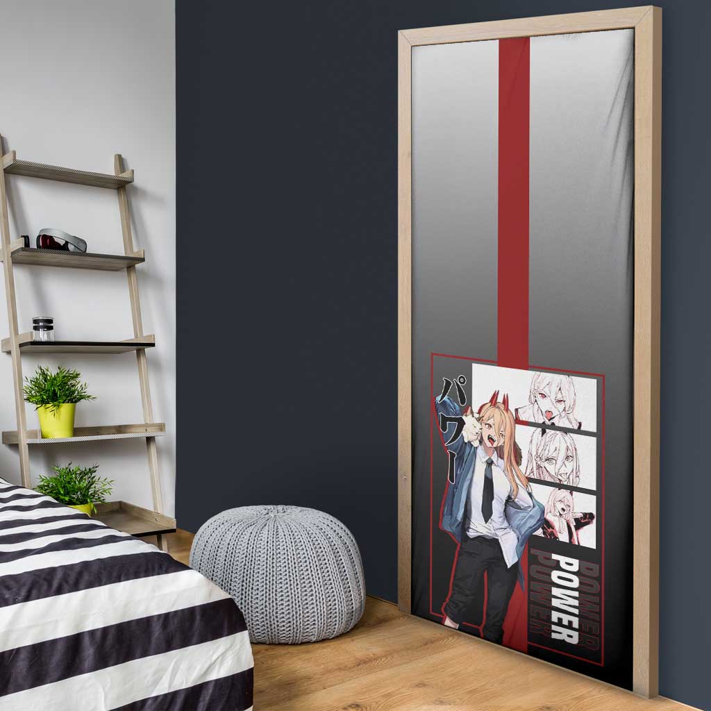 Power Chainsaw Man Door Cover with Devil Horns and Playful Fierce Design - The Mazicc