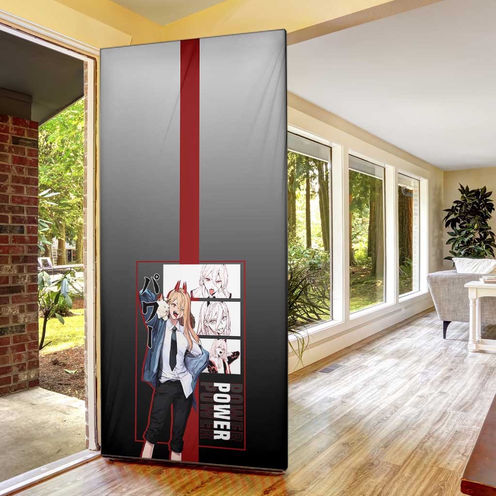 Power Chainsaw Man Door Cover with Devil Horns and Playful Fierce Design - The Mazicc