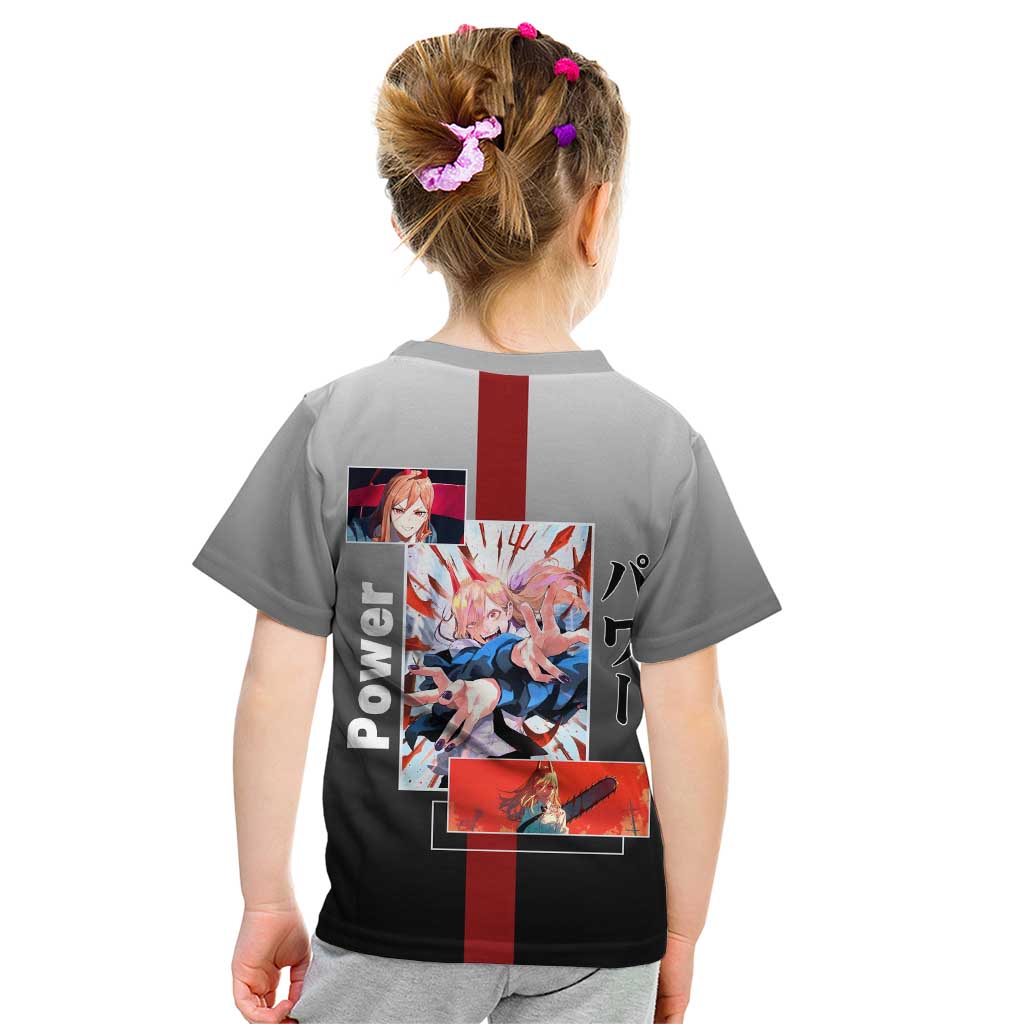 Power Chainsaw Man Kid T Shirt with Devil Horns and Playful Fierce Design - The Mazicc