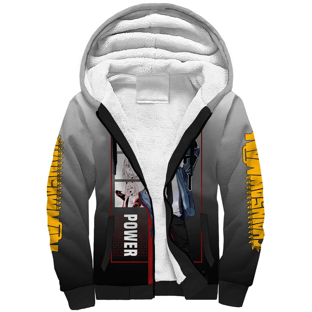 Power Chainsaw Man Sherpa Hoodie with Devil Horns and Playful Fierce Design - The Mazicc