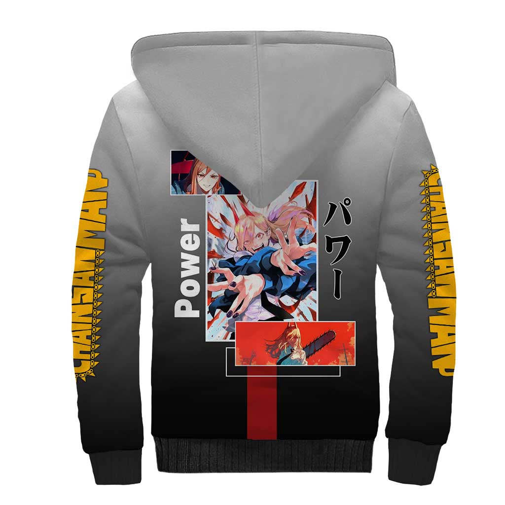 Power Chainsaw Man Sherpa Hoodie with Devil Horns and Playful Fierce Design - The Mazicc