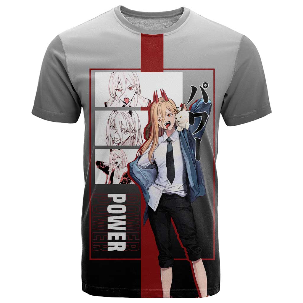 Power Chainsaw Man T Shirt with Devil Horns and Playful Fierce Design - The Mazicc