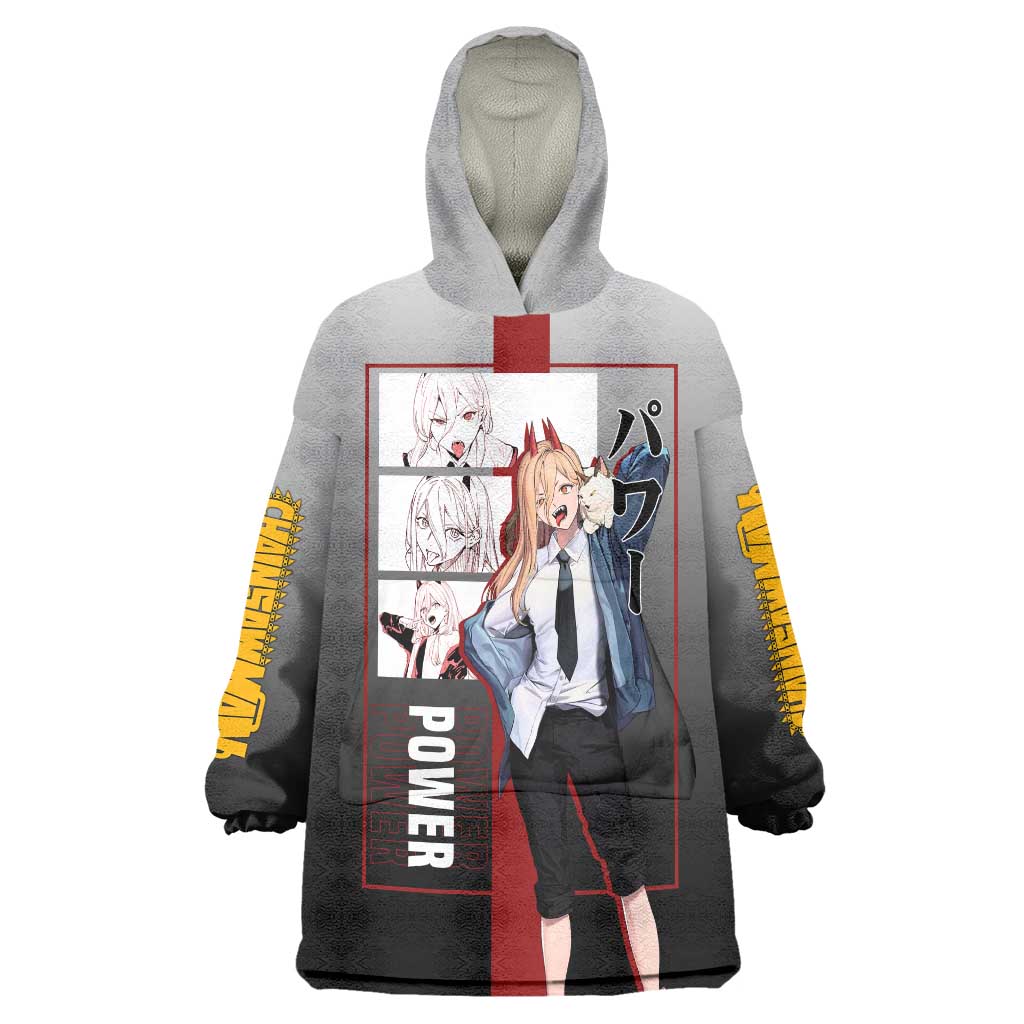 Power Chainsaw Man Wearable Blanket Hoodie with Devil Horns and Playful Fierce Design - The Mazicc