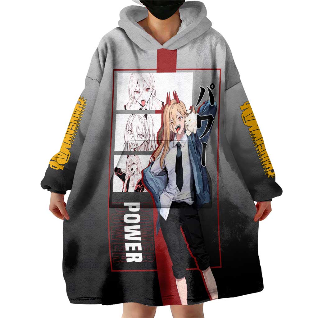 Power Chainsaw Man Wearable Blanket Hoodie with Devil Horns and Playful Fierce Design - The Mazicc