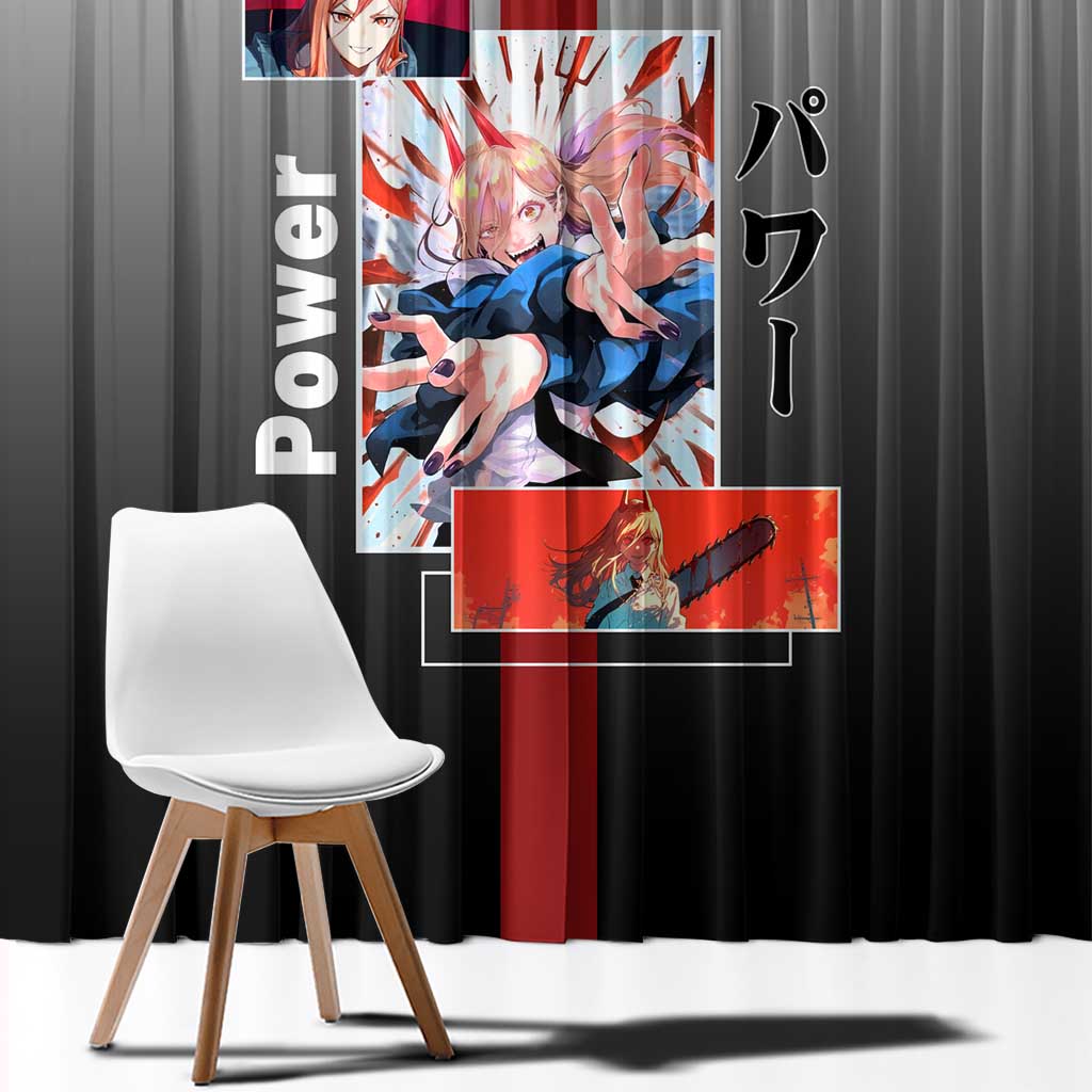 Power Chainsaw Man Window Curtain with Devil Horns and Playful Fierce Design - The Mazicc