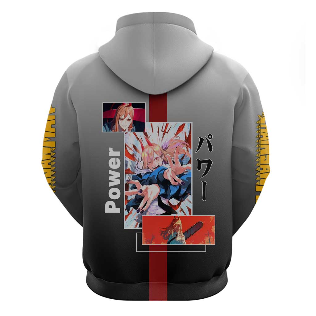 Power Chainsaw Man Zip Hoodie with Devil Horns and Playful Fierce Design - The Mazicc