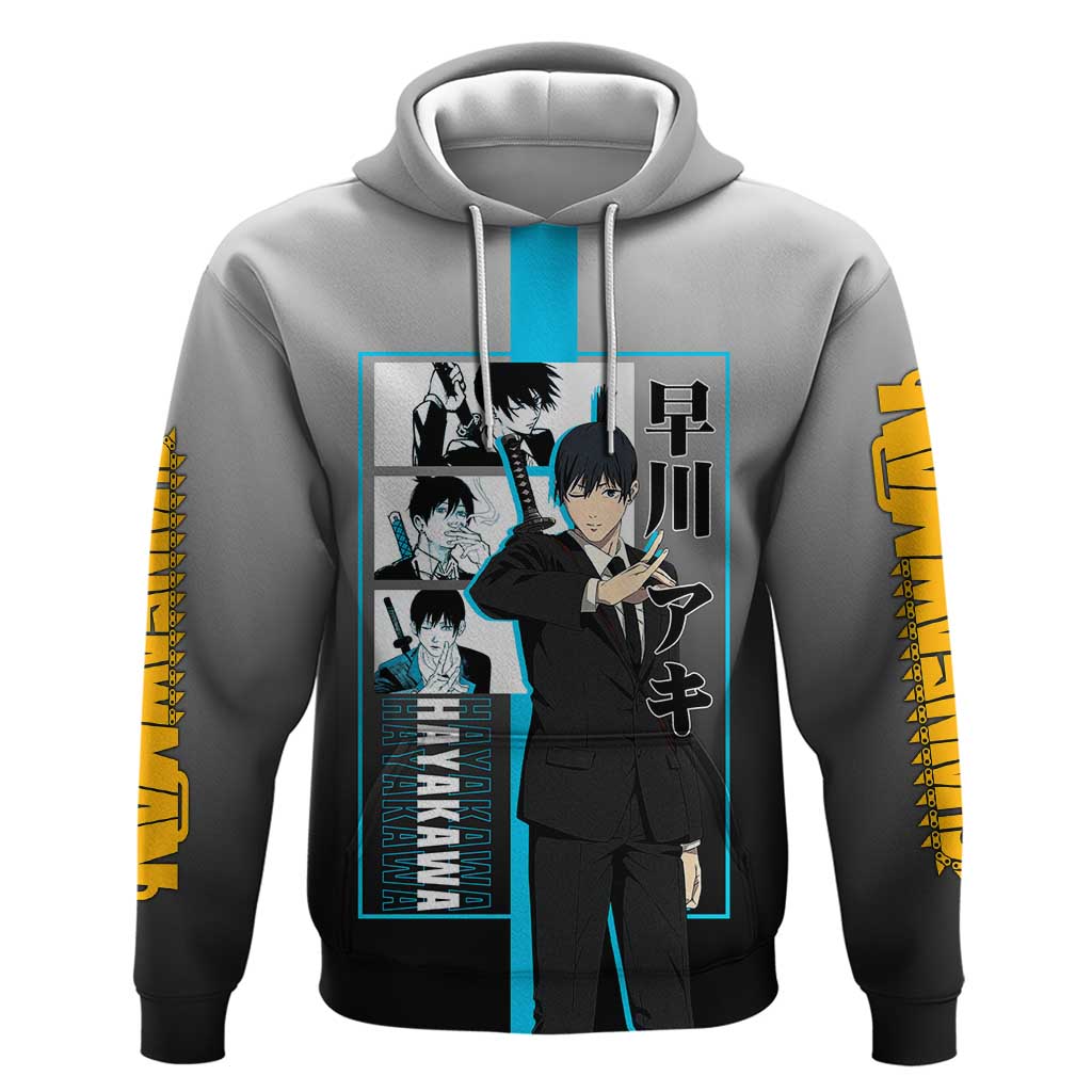 Aki Hayakawa Chainsaw Man Hoodie with Devil Hunting Pose and Determined Design - The Mazicc
