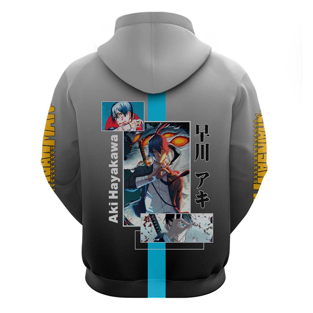Aki Hayakawa Chainsaw Man Hoodie with Devil Hunting Pose and Determined Design - The Mazicc