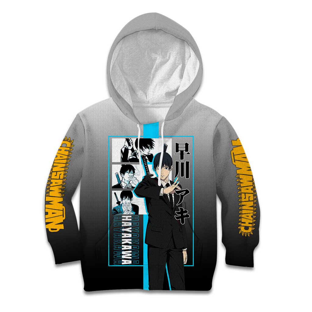 Aki Hayakawa Chainsaw Man Kid Hoodie with Devil Hunting Pose and Determined Design - The Mazicc
