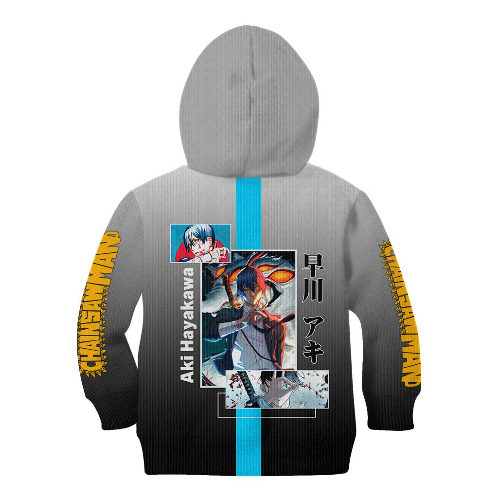 Aki Hayakawa Chainsaw Man Kid Hoodie with Devil Hunting Pose and Determined Design - The Mazicc