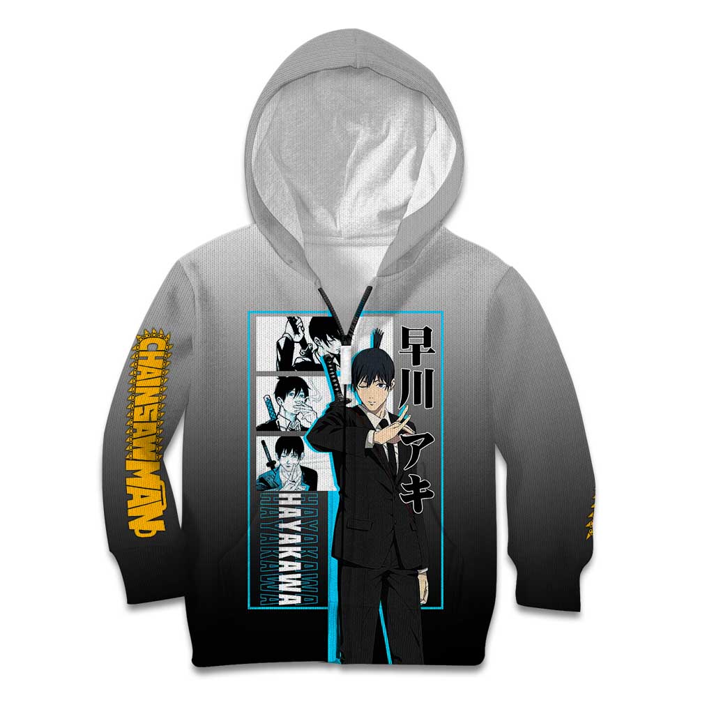 Aki Hayakawa Chainsaw Man Kid Hoodie with Devil Hunting Pose and Determined Design - The Mazicc
