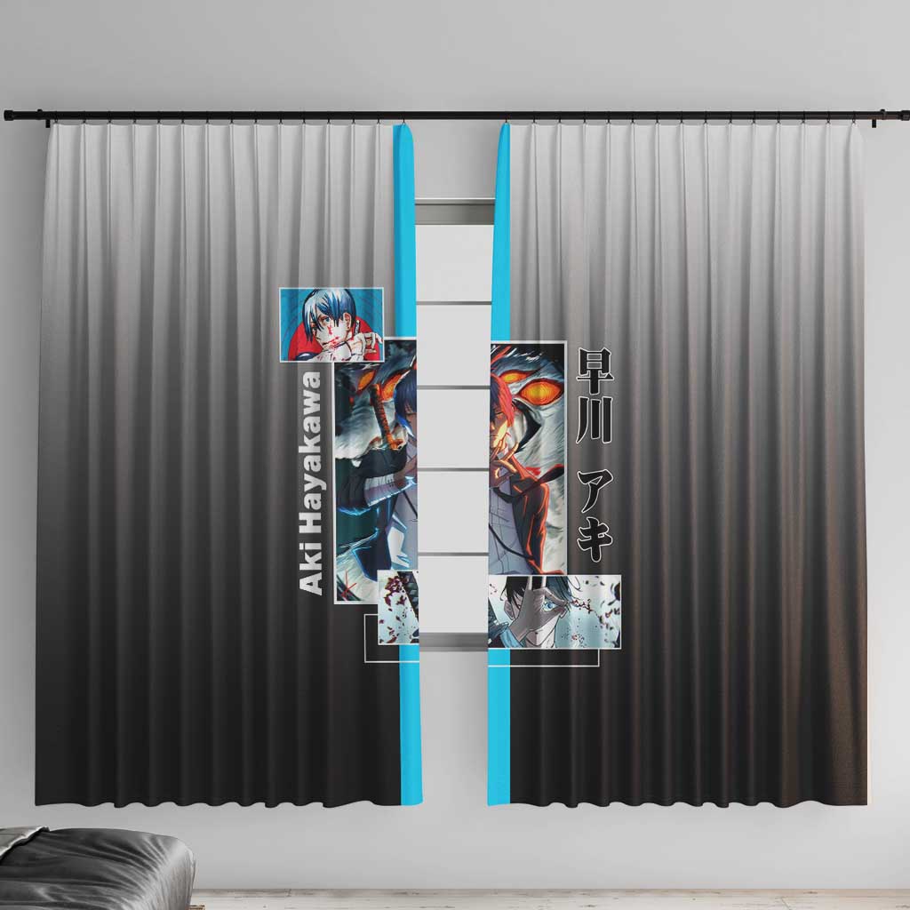 Aki Hayakawa Chainsaw Man Window Curtain with Devil Hunting Pose and Determined Design - The Mazicc