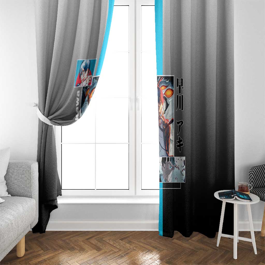 Aki Hayakawa Chainsaw Man Window Curtain with Devil Hunting Pose and Determined Design - The Mazicc