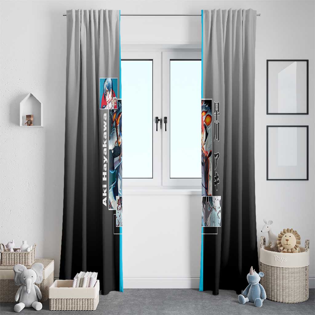 Aki Hayakawa Chainsaw Man Window Curtain with Devil Hunting Pose and Determined Design - The Mazicc