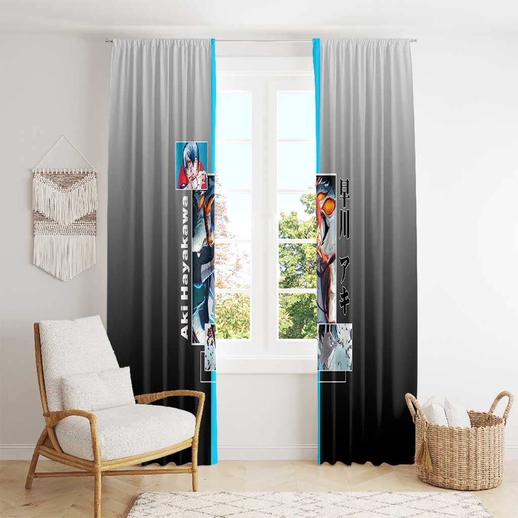 Aki Hayakawa Chainsaw Man Window Curtain with Devil Hunting Pose and Determined Design - The Mazicc